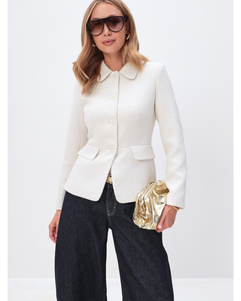 Жакет «Crème Tweed» — молочный жакет в стиле Chanel, арт. 33227-11